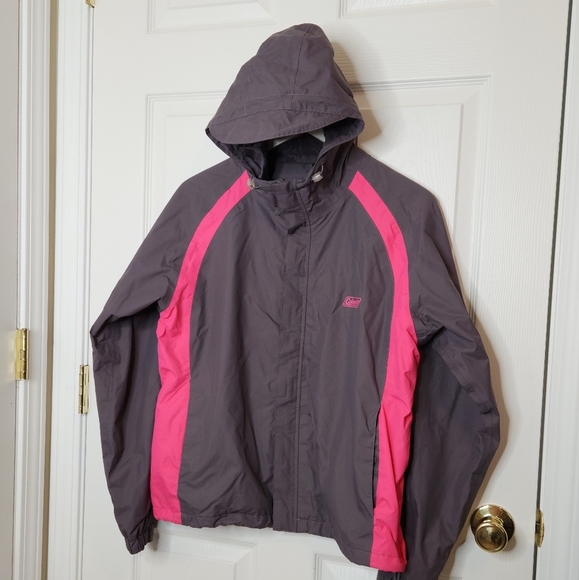 Coleman Jackets & Blazers - Coleman hooded rain jacket gray and pink spring fall lightweight jacket Medium
